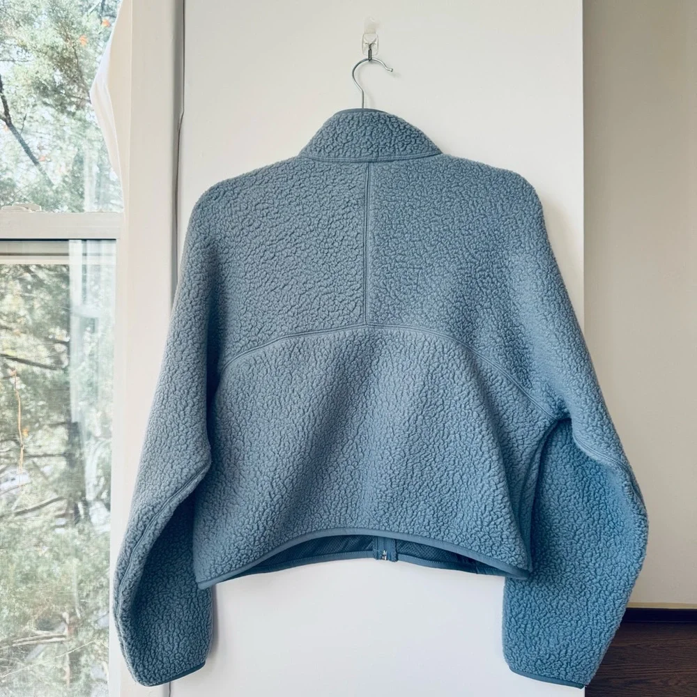 Aritzia TNA Polartec Fleece Thermal Hi-hip Zip Hoodie Shady Blue Small - Picture 7 of 7